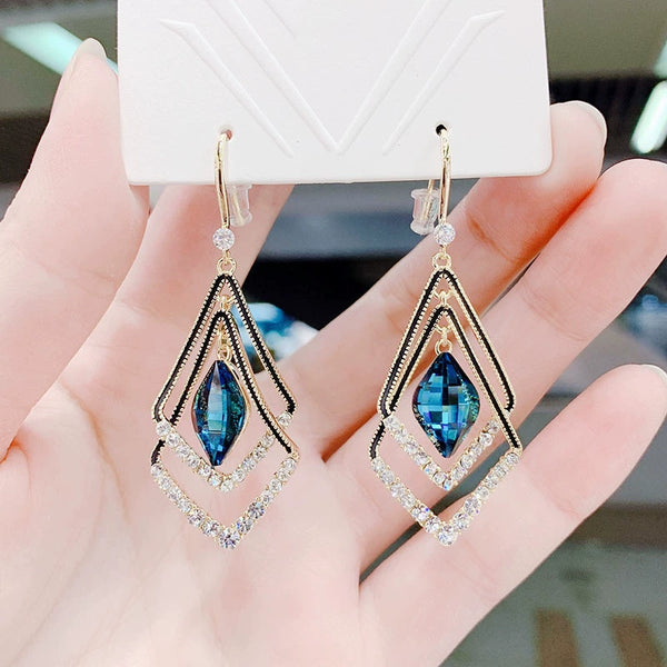 Sapphire Luxe Dangles Earrings- Geometric Glam