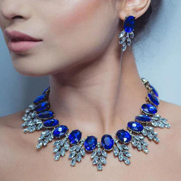 Midnight Majesty : Sapphire Blue Necklace & Earrings set